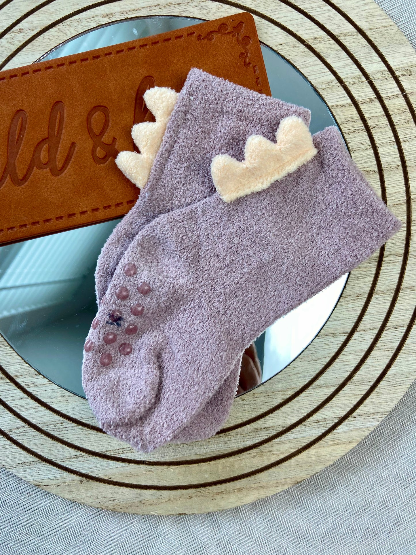 Plush dinosaur socks