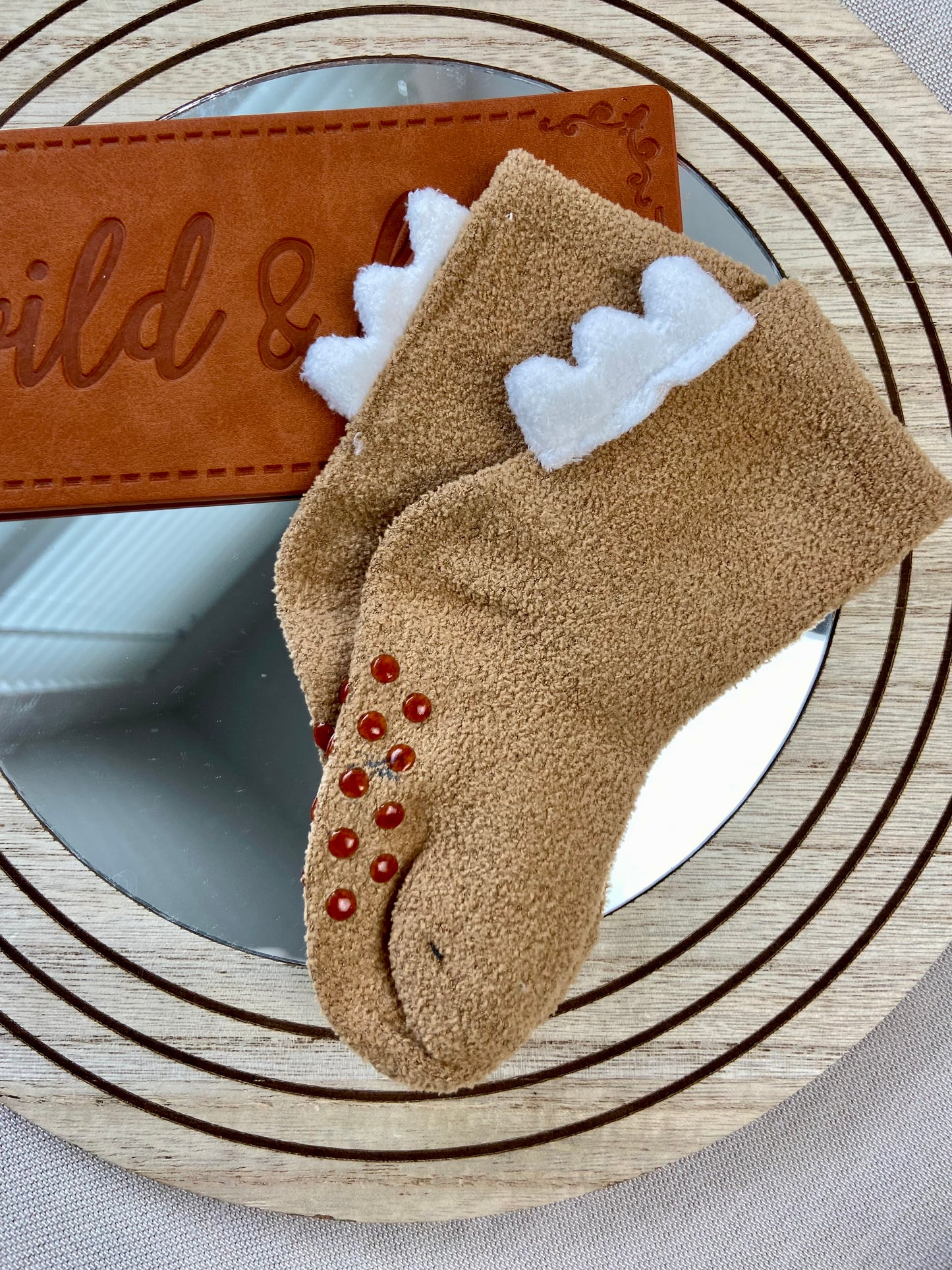 Plush dinosaur socks