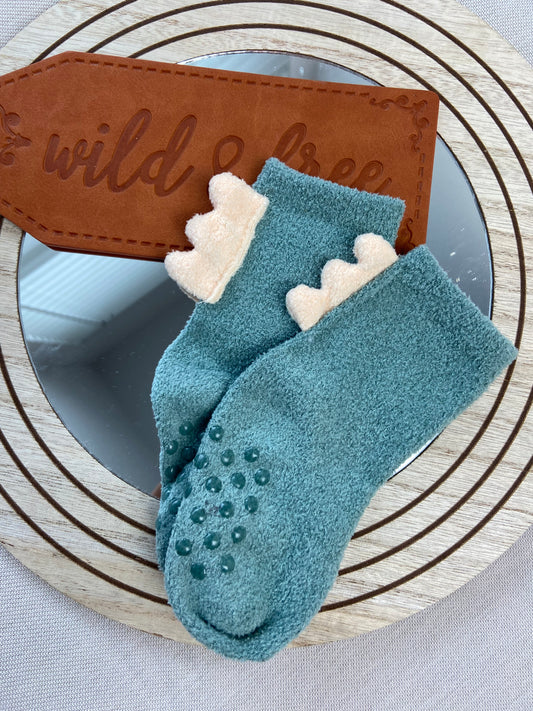 Plush dinosaur socks